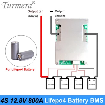 Turmera 4S 800A 50A 12.8 V 14,4 V 32700 Lifepo4 Baterija BMS Valdybos Balansavimo Saulės Energijos Sistemos, Nepertraukiamo Maitinimo šaltinis