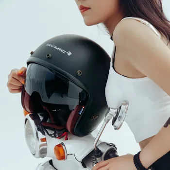 RYMICMotorcycle Šalmas Retro Šalmas Vyrų ir Moterų Pusę Padengti Motociklo Asmenybės Pusė Šalmas casco moto motokroso šalmas