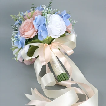 Vestuvių Dirbtinis Mėlynas, Rožinis Gėlių Puokštė Modeliavimas Dekoratyvinių Gėlių Ornamentais Tiekimą Vestuvės Vestuvinis