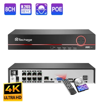 Techage 8CH H. 265 4K/8MP/5MP POE NVR CCTV Saugumo Stebėjimo Sistema POE IP Camera Tinklo Kameros VCR Paramos Max 14TB