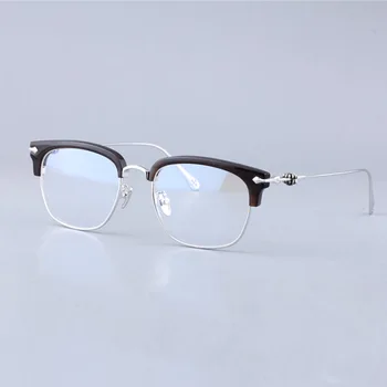 2023 Trumparegystė skaityti asmeninį moterų akiniai retro akiniai, rėmeliai vyrų Pusę kadro acetatas 925 sidabro dizaineris optiniai akiniai