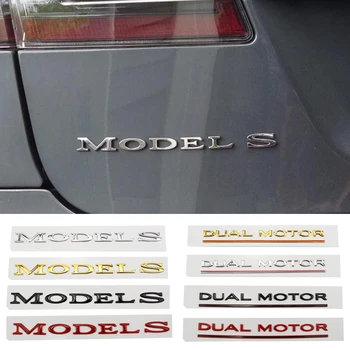 ABS Automobilių Galinis Kamieno Raidžių Ženklelis Įklija, Tesla Modelis 3 Modelis S Modelis X DUAL MOTOR Logotipas, Emblema Optikos Decal Priedai