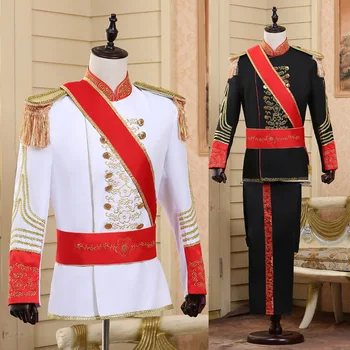 Mens Europos Audito Kostiumai Karinę Uniformą Rūmuose Princo Kostiumas Maršalas Kareivis Sargybinis Suknelė Paradas Etape Kostiumai Būgno Vestuvių