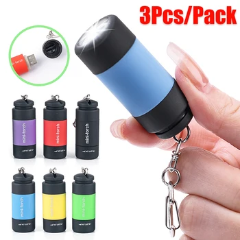 3Pcs Led Mini Šviestuvai Šviesos USB Įkrovimo Nešiojamas Žibintuvėlis Keychain Žibinto Lempa, Vandeniui, Šviesos, Pėsčiųjų, Kempingas Fotoblykstės