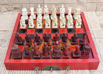 Antikvariniai Mediniai Šachmatų Rinkinį Stalo Žaidimas, Šeimos, Laisvalaikio, Žaislų, Šachmatai Terra Cotta Warriors Šachmatų Figūra Šachmatai Mediniai Šachmatų Lenta