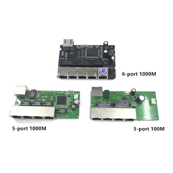 5/6-port Gigabit switch modulis yra plačiai naudojamas LED eilutė 5 port 10/100 10/100/1000 m susisiekti uosto mini switch module PCBA