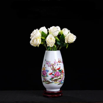 Keramikos Vaza Namų Puošybai Naujas Kinų stiliaus Jingdezhen gyvenamojo Kambario, Miegamojo, Stalo, Lovos Dekoro Sausų Gėlių Butelis Vidutinio