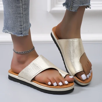 Moterų Vasaros Sandalai Nežiūriu Platforma Butas Batai Vienintelis Ponios Atsitiktinis Minkštas Didįjį Pirštą Kojos Sandalas Ortopedijos Guz Korektorius Šlepetės