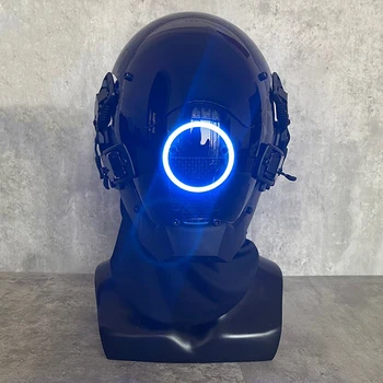 CyberPunk Kaukė 7 Rūšių Spalvų Pasirenkami Led Samurajus Apskrito LED Cosplay SCI-FI Helmet Šalies Žaislai Vyrams ir Moterims