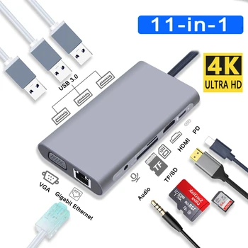 USB Tipo C USB C HUB USB 3.0 HUB Su HDMI 4K VGA Adapter RJ45, 