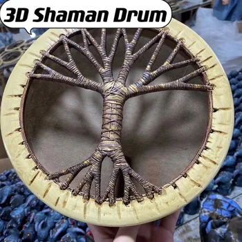 25CM Šamaniškų Būgnų Gyvybės Medžio Apdaila Dizaino Rankų darbo Šamanų Būgnų Sibiro Dvasia Muzikos Su Drumstick Būgnai Namų Papuošalas