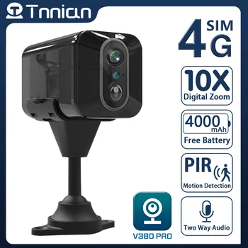 Tnnian 5MP 4G SIM Kortelių Mini Kamera įmontuota Baterija PIR Judesio Aptikimo Patalpų Apsaugos VAIZDO Stebėjimo Kamera, WIFI V380 PRO