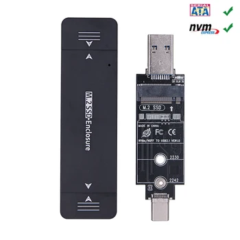 Dual Protokolo USB3.1 Tipas C 2 M. SATA NVME Talpyklos SSD Adapteris USB NVME Atveju VSD M2 NVME Išorės Atveju M2 SATA SSD Lauke RTL9210B