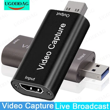 4K HDMI suderinamus Video Capture Card USB 2.0 Grabber Diktofono PS4 Žaidimas, DVD Vaizdo Kameros Įrašymo Live Transliacijos