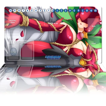 Digimon Playmat Rosemon DTCG CCG stalo Žaidimas Dvikova Trading Card Game Kilimėlis Žaidimų Priedai Anime Pelės Mygtukai Stalas Kilimėlis Zoną be Maišo