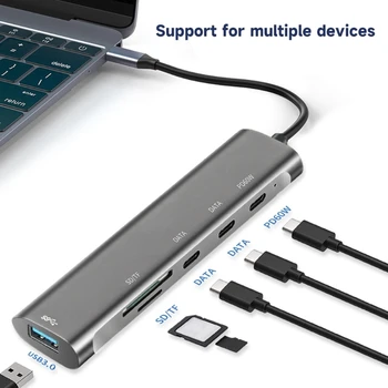 USB Hub 6 1 C Tipo Stebulės su SD/TF Kortelių Skaitytuvas ir 60 W Galios Tiekimo PC Dropship