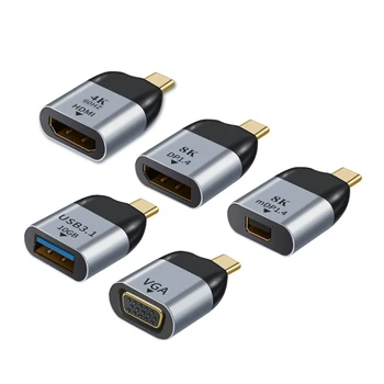 USB, C-tipo adapteris į USB/HD suderinami/DP/VGA/Mini DP moterų 4K/8k 60Hz vaizdo perdavimo tinka nešiojamas kompiuteris