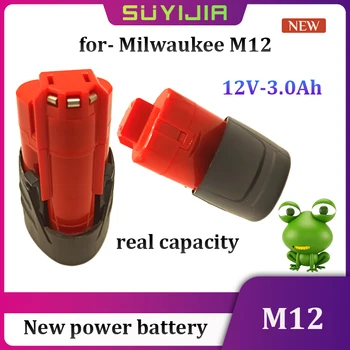 12V 3.0 Ah Realus Pajėgumas-milwaukee M12 Baterija Suderinama su XC 48-11-2410 48-11-2420 48-11-2411 12V Belaidžius Įrankio Baterija