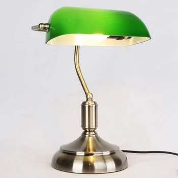 Derliaus bankininkas stalo lempa E27 jungiklis su žalio stiklo atspalvį padengti stalo žibintai, miegamojo studijų nam skaitiniai WJ10