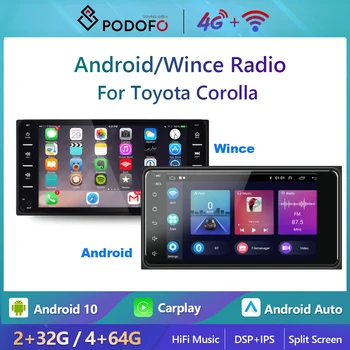 Podofo 2Din Wince/Android Automobilio Radijo Multimedijos Grotuvas GPS Navigaciją CarPlay WiFi, Stereo HiFi Toyota Corolla Autoradio