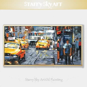 Naujo Dizaino Rankų darbo dažytos Abstrakčiai Impresionistų Miesto Gatvės Kraštovaizdžio Akrilo Tapybos Šiuolaikinio Miesto Gatvės Akrilo Tapybos Peilis