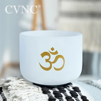CVNC 8 Colių 528Hz C Pastaba Krištolo Dainavimo Dubenėlį su Chakra Om Dizainas Priemonė, Meditacija, joga Chakra Balansas