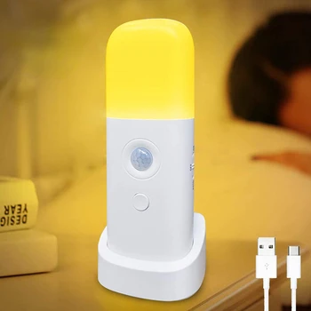 Judesio Jutiklis Nakties Šviesos Patalpų USB Įkrovimo Pritemdomi LED LightPortable Judesio Aktyvuota Nakties Žibintas, Vaikų Kambario, Miegamojo
