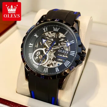 OLEVS Prabangos Prekės Tuščiaviduriai Automatinis laikrodis Žmogus, Mechaninė Laikrodžius Mados Vandeniui Šviesos Sporto Vyrų Laikrodžiai Laikrodis 9918