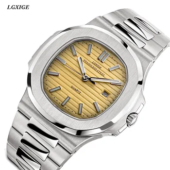 LGXIGE prekės all-plienas Japonijos judėjimo žiūrėti mados prabangių laikrodžių vyrų naujas stilius