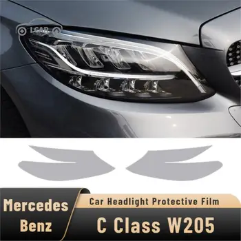 Mercedes Benz C Klasės W205 AMG 2015-Dėl Automobilio priekinis žibintas užpakalinis žibintas Apsaugos Atspalvis Filmas Dūmų Juodos Skaidrios TPU Lipdukas 2vnt