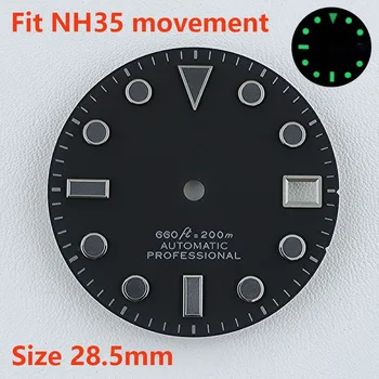 28,5 mm NH35 dial S dial Žalios Šviesos ciferblatas Juodas ciferblatas tinka NH35 NH36 judėjimo žiūrėti reikmenų taisymo įrankis