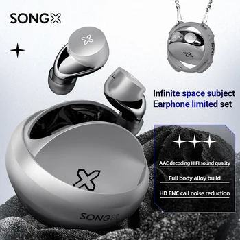 SONGX Belaidės Ausinės TWS Bluetooth 5.2 ENC Triukšmą, laisvų Rankų įranga HIFI Stereo S07 Planetų Žiedas Ausinės Žaidimų Muzika