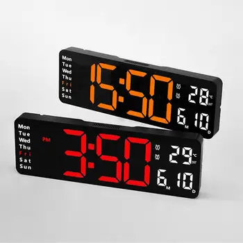 Didelis Skaitmeninis LED Sieninis Laikrodis Kalendorius Su Dviguba Žadintuvas, Termometras, Miegamojo Kambarį Lentelė Darbastalio Apdaila