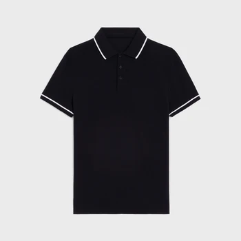 NIGO Vasaros Polo Black Medvilnės trumpomis Rankovėmis T-Shirt #nigo94199