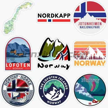 Norvegijos Kraštovaizdis Vėliavos Žemėlapis Lipdukas Nešiojamas Van Dviračių, Automobilių, Motociklų Sienos Kambaryje Sunkvežimių Langų Apdailos Decal Pritaikoma