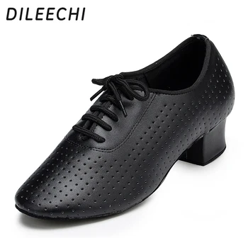 DILEECHI Prekės ženklo Moterų karvės odos Moterų lotynų šokių bateliai Sportinių šokių bateliai Mokytojai batai juodos spalvos natūralios odos batai