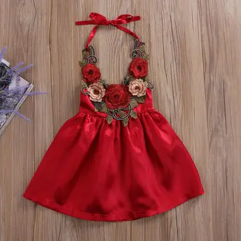 Emmababy Boutiqe Bamblys Vaikams, Kūdikių Mergaitės 3D Siuvinėjimo Gėlių Inscenizacija Šalis Vasaros Suknelė Suknelės Karšto 6M-5T