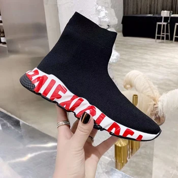 Naujausią Versiją Greitis Grafiti Spausdinimo Technikos 3D mezgimo Pora Kojinių Sneaker Mados Vyrų Ssock Stiliaus Kulkšnies batai Unisex