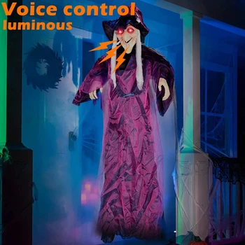Helovinas Kabinti Dvasios Balso Kontroliuojamos Ragana LED Švytinčiomis Siaubo Dekoro Rekvizitai Haunted House, Sodas, Uždaras Lauko Lėlės