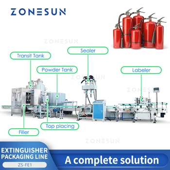 ZONESUN Automatinė Gaisro Gesintuvo Pripildymo Sandarinimo Ženklinimo Mašina, Sauso Cheminio Gesintuvas Pakavimo Sistemos Įranga, ZS-FE1