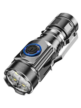 Nešiojamų Kempingas Žibintuvėlis Įkraunamas Mini Lanterna Pultelio Šviesos Aliuminio Lydinio Tourch Galingas Latarka Lauko Įranga