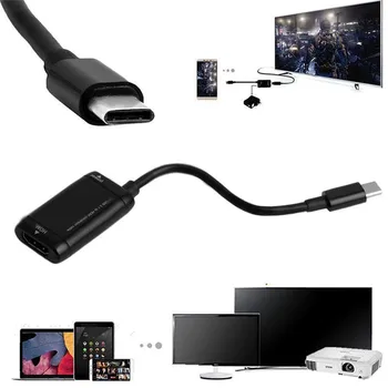 1pc Black USB-C C Tipo HDMI-suderinama Adapteris USB 3.1 Kabelis MHL Android 