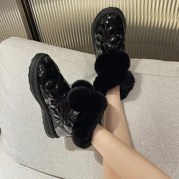 Žiemos mados sniego batai Moterų medvilnės pliušas batai Sutirštės šilumos batai Dėvėti aukštos viršų batai Trumpas batai, moteriški batai