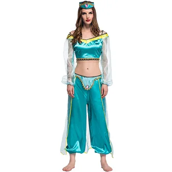 Helovinas Princesė Jasmine Kostiumas Pilvo Šokėja Drabužiai Moterims Anime Aladdin Lempos Arabijos Princesė Cosplay Išgalvotas Suknelė