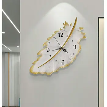 Trimatis Plunksnų Sieninis Laikrodis Kambarį Mados Fone Sienų Apdailai Lengvas, Prabangus Laikrodis Asmeninį Menas