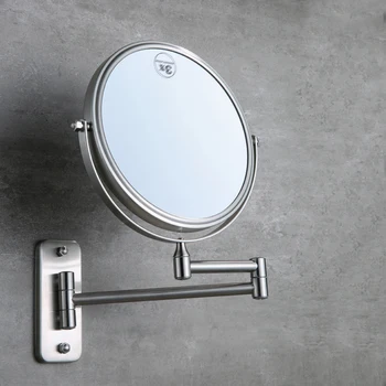 8 Colių Žalvario Vonios veidrodis 3X 1X Didinimas Kosmetinis veidrodis Aukštos raiškos Dvipusis Pasukti Sulankstomas veidrodėlis,Šepečiu