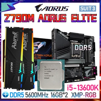 Gigabaitas Z790M DDR5 M-ATX Mainboard LGA 1700 Rinkinys CPU Core i5 13600K Su RGB Kingston Ram 5600MHz 32GB Įsijungimas Atminties Naujas