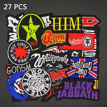 27Pcs/Daug Metalo Grupė Pleistrai Geležies Roko Muzikos Emblemos Punk Lipdukai drabužiai, Striukė, Džinsai, 
