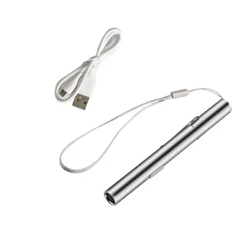 Karšto USB Rašiklio Formos Įkraunamas Mini Kišeninis Žibintuvėlis LED Žibintuvėlis Su Nerūdijančio Plieno Apkaba Pilka Kišenėje Led Žibintuvėlį, Fakelą