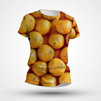 Vasaros 2023 Nauja Vaikų marškinėliai 3D Skaitmeninio Spausdinimo Orange Prarasti vyriški trumpomis Rankovėmis Patogus Viršuje Apvalios Kaklo